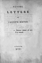 Frontispiz von „Die letzten Briefe von Jacopo Ortis“ von dem italienischen Dichter und Dramatiker Ugo Foscolo (1778-1827) 1802