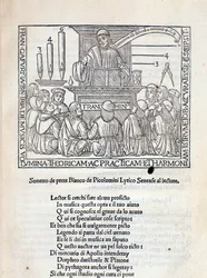 Frontispiz des Traktats Angelicum ac divinicum opus musicae von Franchino Gaffurio
