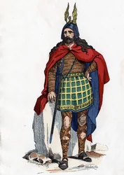 Gallischer Anführer unter der römischen Herrschaft - in „Die zivilen und militärischen Kostüme der Franzosen durch die Jahrhunderte Paris F. Roy 1882“