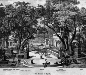 Spiele in Sparta (Griechenland) in der Antike. Gravur aus dem 19. Jahrhundert