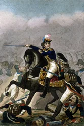 General Jean Lannes, Herzog von Montebello (1769-1809) in der Schlacht von Essling (21. - 22. Mai 1809) Gravur des 19. Jahrhunderts. Mailand