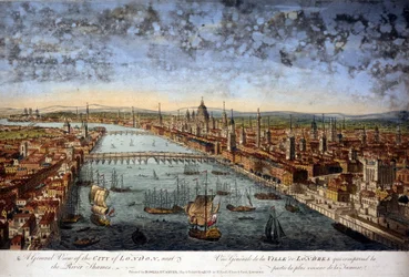 Gesamtansicht der Stadt London, die den nächstgelegenen Teil der Themse umfasst. 1800.