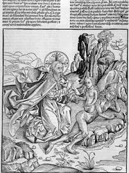 Gott gebiert Eva aus Adams Oberschenkel - in „Nürnberger Chroniken“