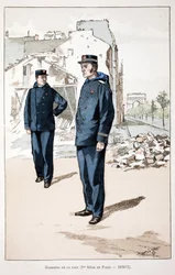 Friedenswächter (erste Belagerung von Paris 1870-1871). Farbradierung zur Illustration des Buches 