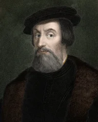 Hernando (Hernán) Cortés (Cortez) (1485-1547) englischer Eroberer Mexikos - Gravur - 19. Jahrhundert
