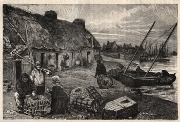 Habitations des Poucheurs a Concarneau - Finistere - Bretagne - Gravur in „PATRIE - DESCRIPTION PICTURESQUE DE LA FRANCE EN 6 VOLUMES“ von Lucien Huard - Ende des 19. Jahrhunderts