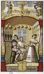 Friseur- und Barbier-Szenen - Faksimile einer Miniatur von 1559