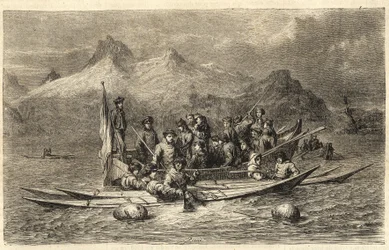 Robbenjagd - Robbenjagd in Grönland - Gravur aus 