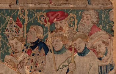 Geschichte von Saint Piat und Saint Eleuthère, Szene 10: Saint Eleuthère wird zum Bischof geweiht (Detail)