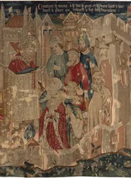 Geschichte von Saint Piat und Saint Eleuthère, Szene 3: Der Saint Piat wird nach Tournai geschickt, um den Glauben zu predigen