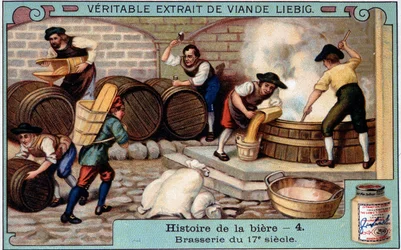 Geschichte des Bieres: Brauerei im 18. Jahrhundert - Liebig-Werbesticker