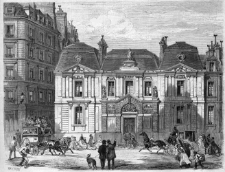 Hôtel Carnavalet in der Straße, die damals Culture Sainte Catherine in Paris hieß, heute Musée Carnavalet, Rue de Sévigné im Marais-Viertel. Gravur in „L