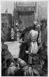 Hundertjähriger Krieg - La Jacquerie (1358): der Kaufmann Etienne Marcel (1315-1358) und der Schöffe Jean Maillart, einer der Anführer der royalistischen Partei, während der Jacquerie, einem Aufstand der Bauern gegen den französischen Adel. Gravur im Journ