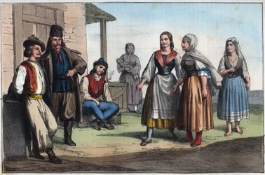 Ungarischer Bauer im 19. Jahrhundert - Gravur aus „Usi e Costumi di Tutti i Popoli dell