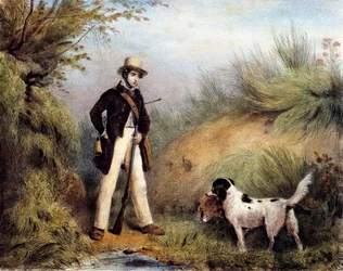 Jäger mit seinem Hund