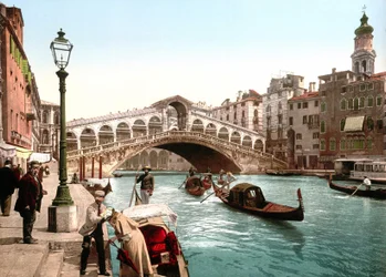 Illustration des Canal Grande in Venedig. Fotochrom aus dem späten 19. Jahrhundert.