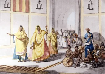 Indische Kultur und Zivilisation: Tänzer und traditionelle Musik, Indien.