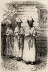 Indigene Frauen von Guyana bei der katholischen Prozession des Fête-Dieu
