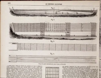 Internationales Brückenprojekt über den Ärmelkanal zwischen Calais und Dover - in „The Illustrated World“ vom 16/11/1867