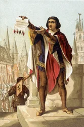 Jacob Van Artevelde. Bürger von Gent (1290 bis 1345). Chromolithographie von 1880.