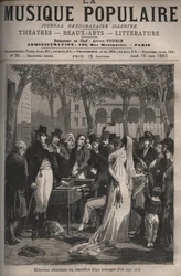 Jean Elleviou, französischer Sänger, Komiker und Librettist (1769-1842) singt 1801 zum Wohle eines Blinden auf den Champs-Elysées - Gravur in „La musique populaire“ illustriertes Wochenblatt - 1882