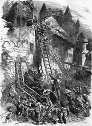 Johanna von Orléans beim Angriff auf die Tournelles am 7. Mai.