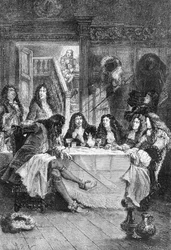 La Fontaine, Boileau, Molière und Racine dinieren im Kabarett - in „Histoire de France depuis les temps les plus reculés jusqu
