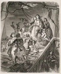 Die Galeere von Saint Louis - in „Geschichte der Päpste, Könige, Königinnen, Kaiser durch die Jahrhunderte“ von Maurice Lachatre 1857