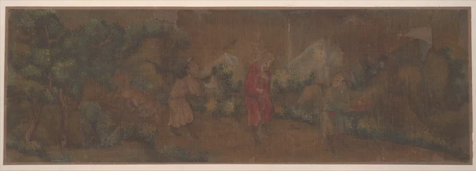 Landschaftsmalerei einer Figur in Waldlandschaft