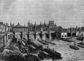 Le pont Neuf in Paris unter Heinrich III - in „Histoire de France“ von Henri Martin (Gravur des 19. Jahrhunderts)