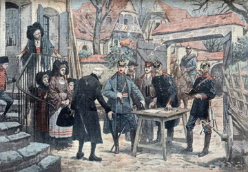 Die Elsass, März 1918 (Deutsche Offiziere im Elsass, März 1918) Illustration aus 