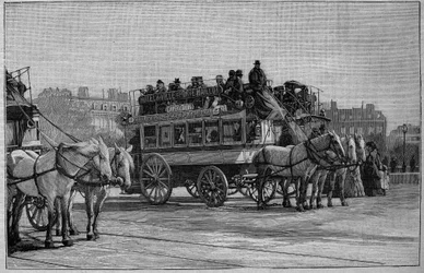Die Pariser Omnibusse im 19. Jahrhundert: der moderne Omnibus - Stich von 1892