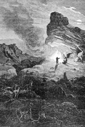 Leben im Paläolithikum. Gravur des 19. Jahrhunderts