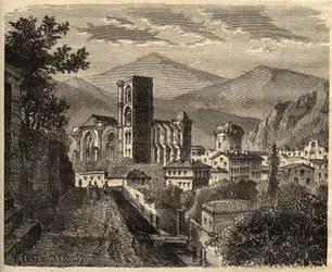 Lodève - Hérault - Frankreich - Gravur in „PATRIE“ - DESCRIPTION PICTURESQUE DE LA FRANCE EN 6 VOLUMES BY LUCIEN HUARD - Ende 19. Jahrhundert