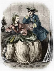 Ludwig XV. und Madame de Pompadour, Jeanne Antoinette Poisson (1721-1764) (Marquise de Pompadour) - in „Histoire de France“ von L.-P. Anquetil
