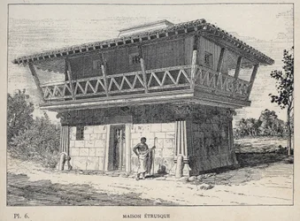 Etruskisches Haus - Gravur von 1889 in „Histoire de l