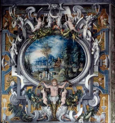 Kaminmantel des Tributs an Julius Caesar im Raum der römischen Helden