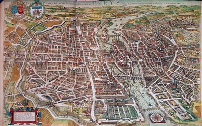 Karte und Plan von Paris mit Ansicht der Inseln und Vororte
