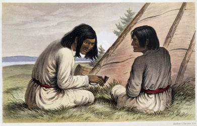 Nasquapee-Indianer: Otelne, die Zunge; Arkaskhe, der Pfeil - in Exploration of the Labrador Peninsula von Henri Youle Hind