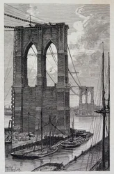 New York: Brooklyn Bridge Pfähle im Bau - in 