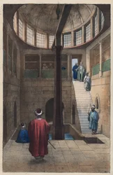 Nilometer (das Nilometer - Messung des Nilpegels in Ägypten) - Stich aus „Usi e Costumi di Tutti i Popoli dell
