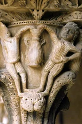 Normannische Kunst in Monreale (Sizilien): Kapitelle des Kreuzgangs der Benediktiner.