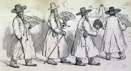 Notable des Dorfes Sbin Po (Kree) auf einem Spaziergang (Ende des 19. Jahrhunderts)
