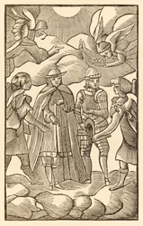 Jetzt, jetzt schaut, wie die heiligen Pilger reiten, Wolken sind ihre Wagen, Engel sind ihre Führer aus Der Pilgerreise von dieser Welt in die zukünftige Welt von John Bunyan