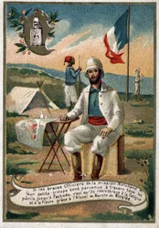 Offizier der Marchand-Mission. Chromolithographie des 19. Jahrhunderts