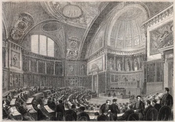 Eröffnung der Sitzung des Senats und Aufnahme von General Charles Cousin Montauban (1796-1878), Viscount de la Gueronniere et de Forcade, 2. Dezember