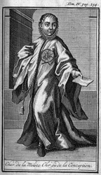 Ritterorden. Ritter der christlichen Miliz oder der Empfängnis in Deutschland im 17. Jahrhundert. In „History of military orders or knights, of the secure and routine militias of both sexes, which have been set up so far. Edition taken from Abbe Giustinia