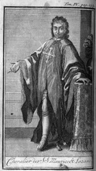 Ritterorden. Ritter von St. Mauritius und Lazarus in Savoyen im 16. Jahrhundert. In "Geschichte der militärischen Orden oder Ritter, der säkularen und regulären Milizen beider Geschlechter, die bisher gegründet wurden. Ausgabe von Abbe Giustiniani, R.P. Bo
