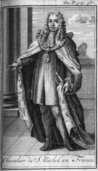 Ritterorden. Ritter von Saint Michel in Frankreich im 15. Jahrhundert. In „Geschichte der militärischen Orden oder Ritter, der säkularen und regulären Milizen beider Geschlechter, die bisher gegründet wurden“. Ausgabe von Abbe Giustiniani, R.P.Bonani