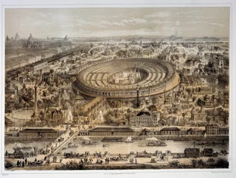 Panoramablick auf die Weltausstellung 1867 in Paris